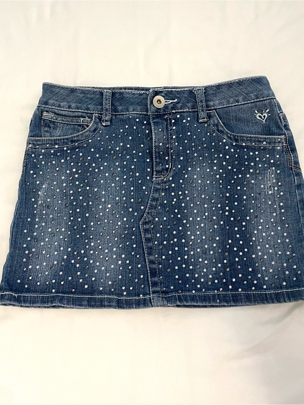 Denim Mini Skirt with rhinestone sparkle bling